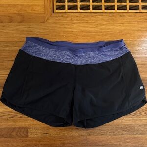 lululemon athletica Black Shorts with Purple Waistband